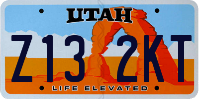 UT license plate Z132KT
