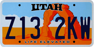 UT license plate Z132KW
