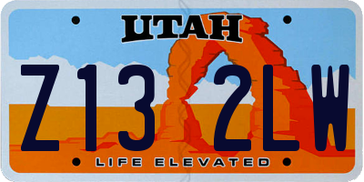 UT license plate Z132LW