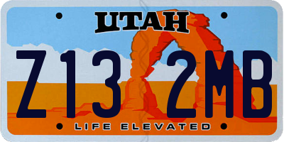 UT license plate Z132MB