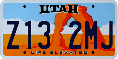 UT license plate Z132MJ