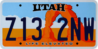 UT license plate Z132NW