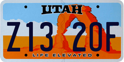 UT license plate Z132OF