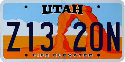 UT license plate Z132ON