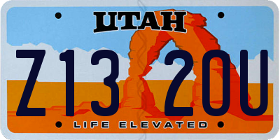 UT license plate Z132OU
