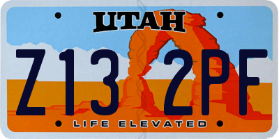 UT license plate Z132PF