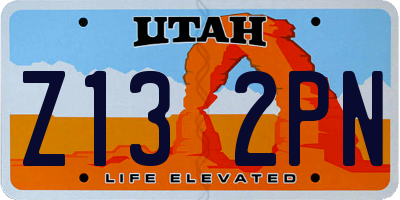 UT license plate Z132PN