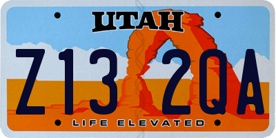 UT license plate Z132QA