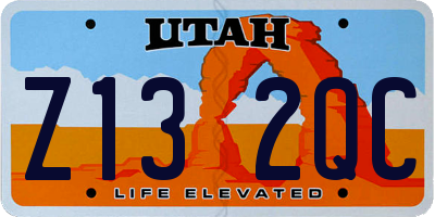 UT license plate Z132QC