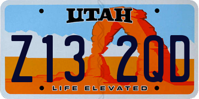 UT license plate Z132QD