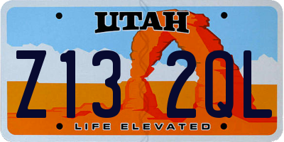 UT license plate Z132QL