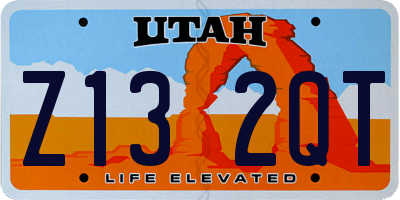 UT license plate Z132QT