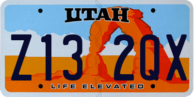 UT license plate Z132QX