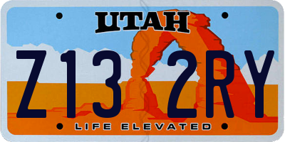 UT license plate Z132RY