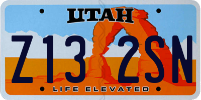 UT license plate Z132SN
