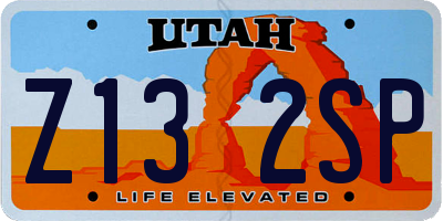 UT license plate Z132SP