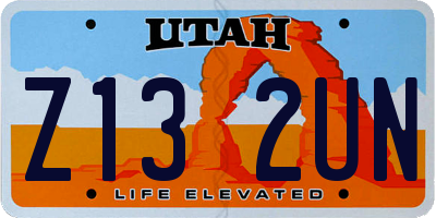 UT license plate Z132UN