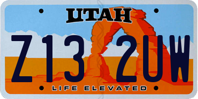 UT license plate Z132UW
