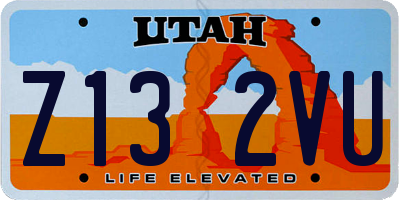 UT license plate Z132VU