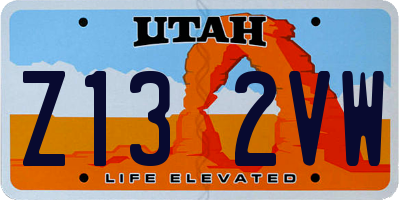 UT license plate Z132VW