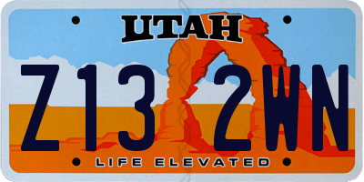 UT license plate Z132WN