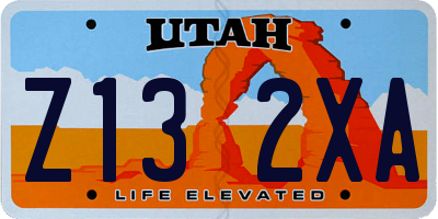 UT license plate Z132XA
