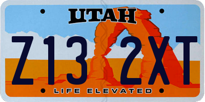 UT license plate Z132XT