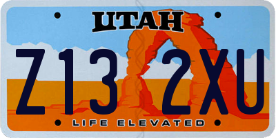 UT license plate Z132XU