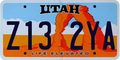 UT license plate Z132YA