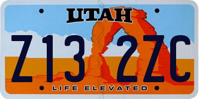 UT license plate Z132ZC