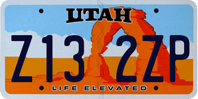 UT license plate Z132ZP