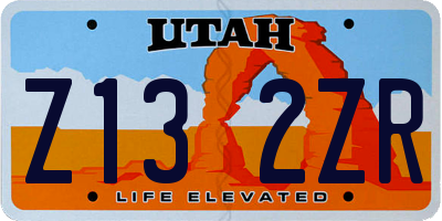 UT license plate Z132ZR