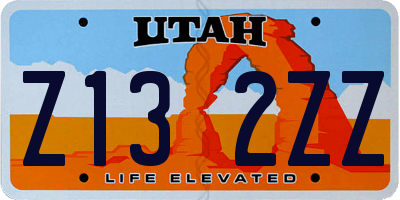 UT license plate Z132ZZ