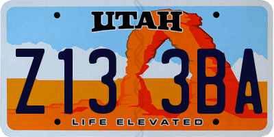 UT license plate Z133BA