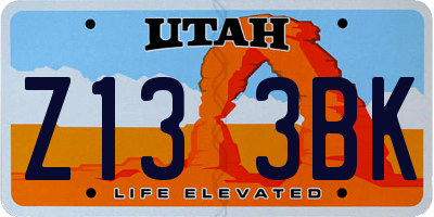 UT license plate Z133BK