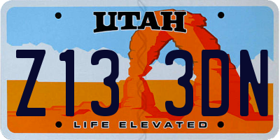 UT license plate Z133DN