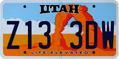 UT license plate Z133DW