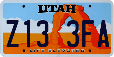 UT license plate Z133FA