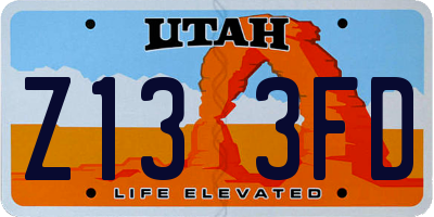 UT license plate Z133FD