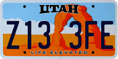 UT license plate Z133FE