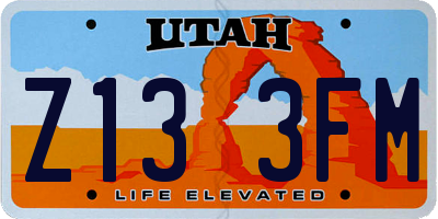 UT license plate Z133FM