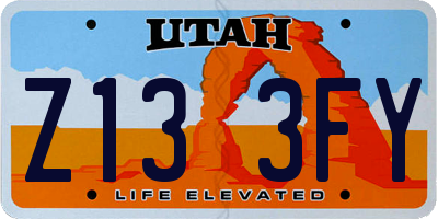 UT license plate Z133FY