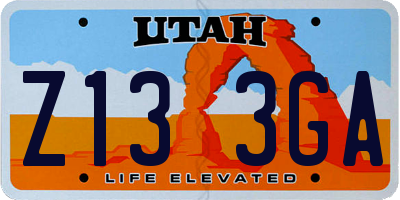 UT license plate Z133GA
