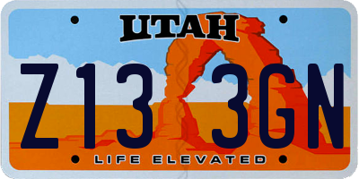 UT license plate Z133GN