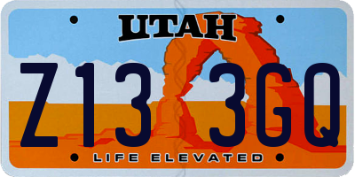 UT license plate Z133GQ