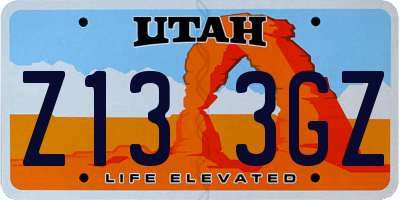 UT license plate Z133GZ