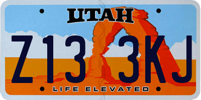 UT license plate Z133KJ