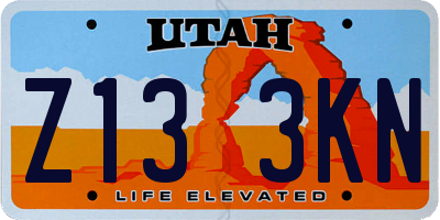 UT license plate Z133KN