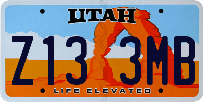 UT license plate Z133MB