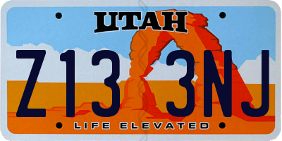 UT license plate Z133NJ